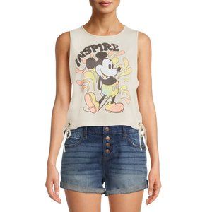 Mickey Mouse Women's Graphic Print + Side Tie Knit Tank Top Size L/G (11-13)